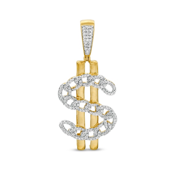 1/2 CT. T.W. Diamond Dollar Sign Necklace Charm in 10K Gold