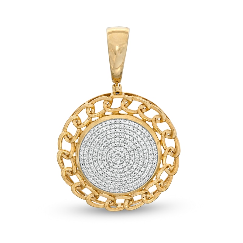 Main Image 1 of 1/2 CT. T.W. Diamond Chain Border Disc Necklace Charm in 10K Gold