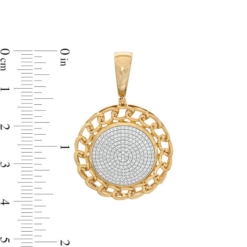 1/2 CT. T.W. Diamond Chain Border Disc Necklace Charm in 10K Gold