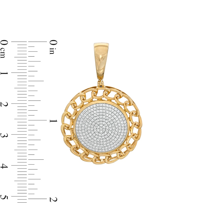 Main Image 2 of 1/2 CT. T.W. Diamond Chain Border Disc Necklace Charm in 10K Gold