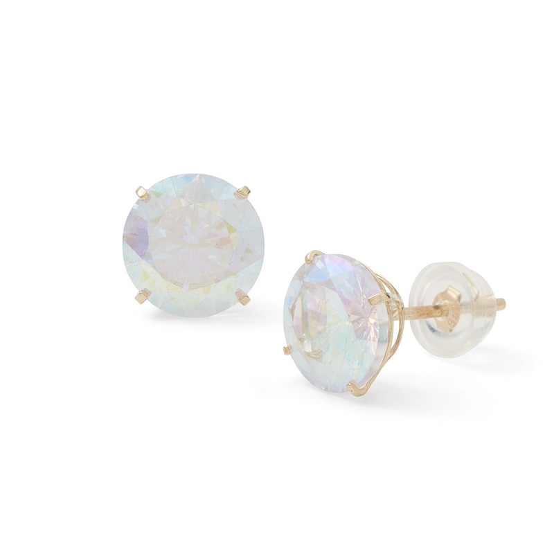 Main Image 1 of 8mm Iridescent Solitaire Stud Earrings in 14K Gold