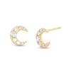 Thumbnail Image 1 of Cubic Zirconia Graduated Crescent Moon Stud Earrings in 10K Gold