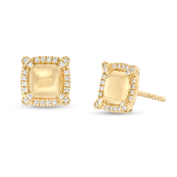 1/10 CT. T.W. Diamond Cushion Frame Puffed Stud Earrings in 10K Gold