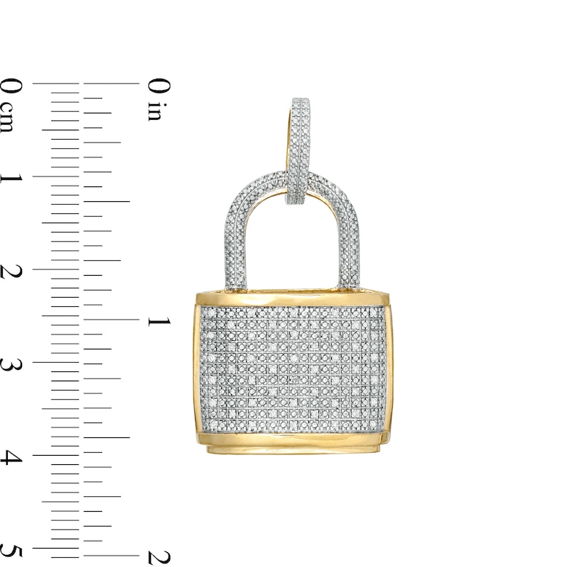 Main Image 2 of 1/10 CT. T.W. Diamond Lock Necklace Charm in 10K Gold