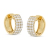 Thumbnail Image 0 of 1 CT. T.W. Diamond Three Row Huggie Hoop Earrings in 10K Gold