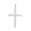 Thumbnail Image 0 of Cubic Zirconia Floral Cluster Cross Necklace Charm in Solid Sterling Silver