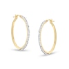 Thumbnail Image 1 of Made in Italy Cubic Zirconia Double Row Squared Hoop Earrings in 10K Gold Tube