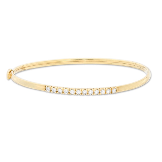 Cubic Zirconia Bar Bangle in 10K Gold Bonded Sterling Silver