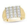 Thumbnail Image 1 of Cubic Zirconia Vertical Multi-Row Ribbed Shank Ring in 10K Gold - Size 10.5