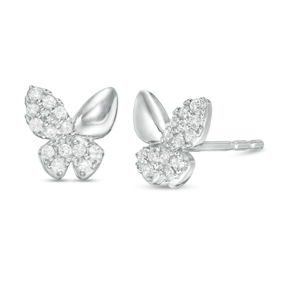 Child's Cubic Zirconia Butterfly Stud Earrings in Sterling Silver