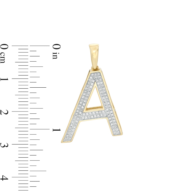 Main Image 2 of 1/5 CT. T.W. Diamond &quot;A&quot; Necklace Charm in 10K Gold