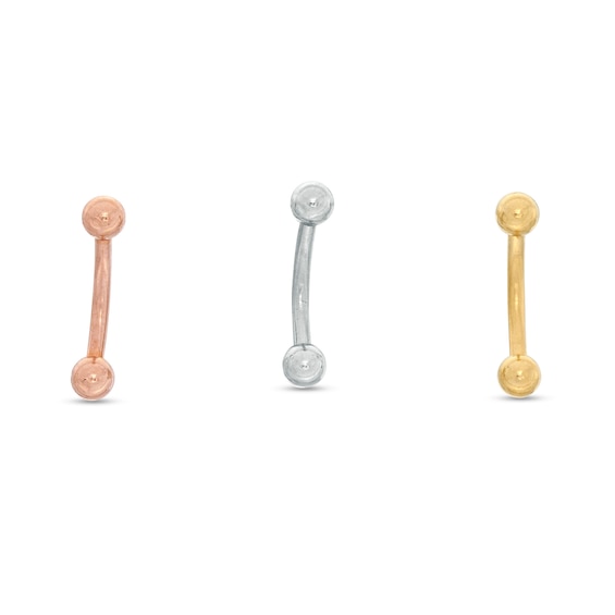 016 Gauge 3mm Ball Three Piece Curved Barbell Set in Stainless Steel with Yellow and Rose IP - 5/16"