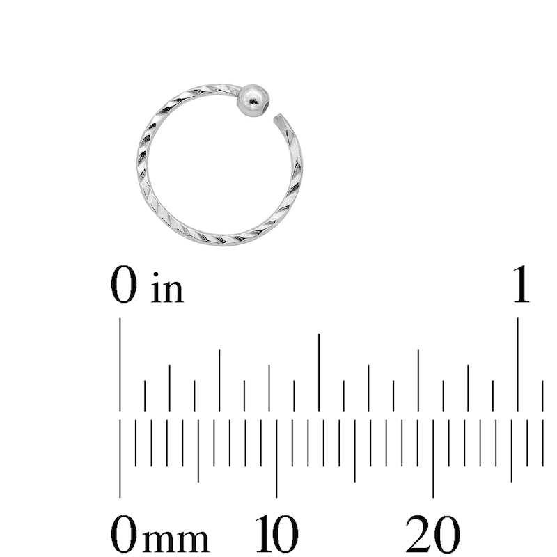 Main Image 7 of Sterling Silver Textured Captive Bead Three Piece Nose Ring Set - 22G