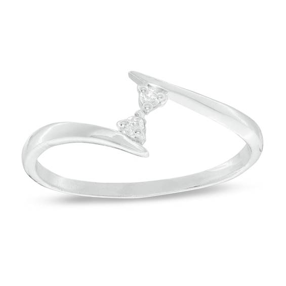 Cubic Zirconia Duo Bypass Toe Ring in Sterling Silver