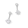 Thumbnail Image 1 of Solid Stainless Steel and Brass CZ Solitaire and Flower Textured Belly Button Ring Set - 14G