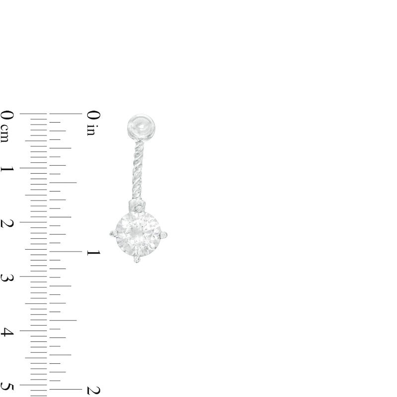 Main Image 2 of Solid Stainless Steel and Brass CZ Solitaire and Flower Textured Belly Button Ring Set - 14G