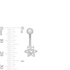 Thumbnail Image 4 of Solid Stainless Steel and Brass CZ Solitaire and Flower Textured Belly Button Ring Set - 14G