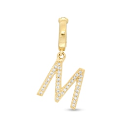 Tilted 1/20 CT. T.W. Diamond &quot;M&quot; Necklace Charm in 10K Gold