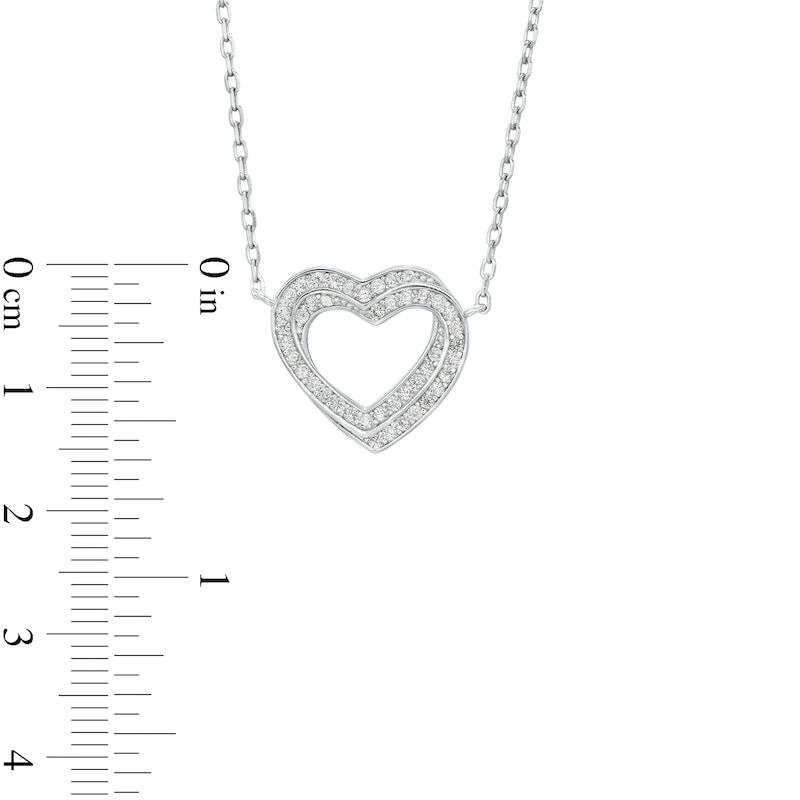 Main Image 2 of Cubic Zirconia Interlocking Hearts Necklace in Sterling Silver