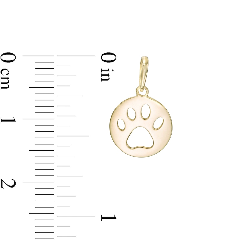 Child's Paw Print Cutout Necklace Charm in 10K Gold