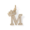 Thumbnail Image 0 of Cubic Zirconia "M" Initial with Tilted Crown Necklace Charm in 10K Solid Gold