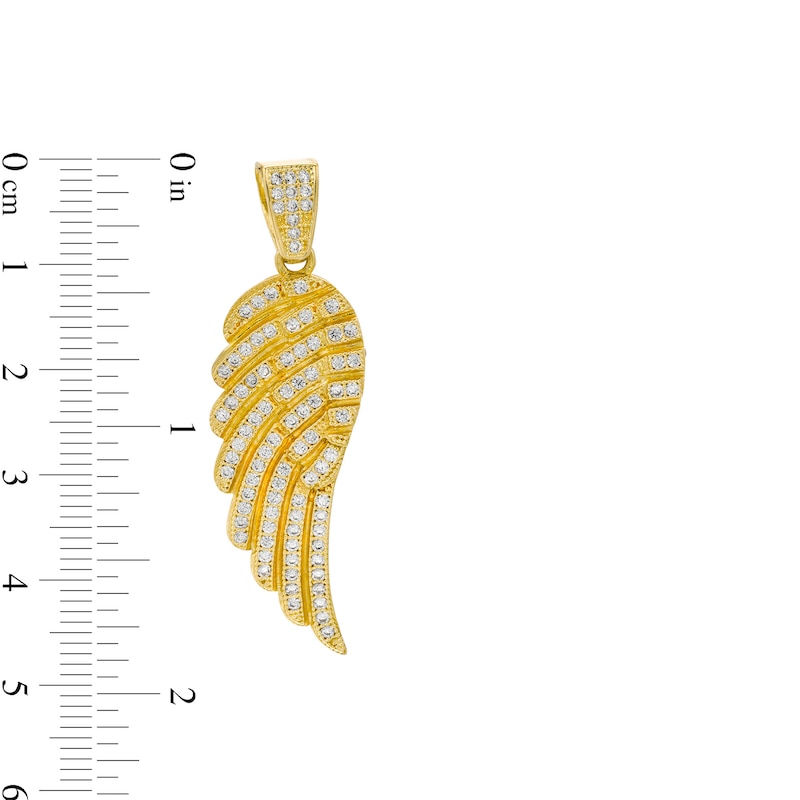 Cubic Zirconia Angel Wing Necklace Charm in 10K Gold