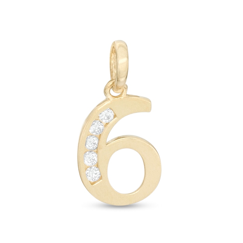 Main Image 1 of Cubic Zirconia Number &quot;6&quot; Necklace Charm in 10K Gold