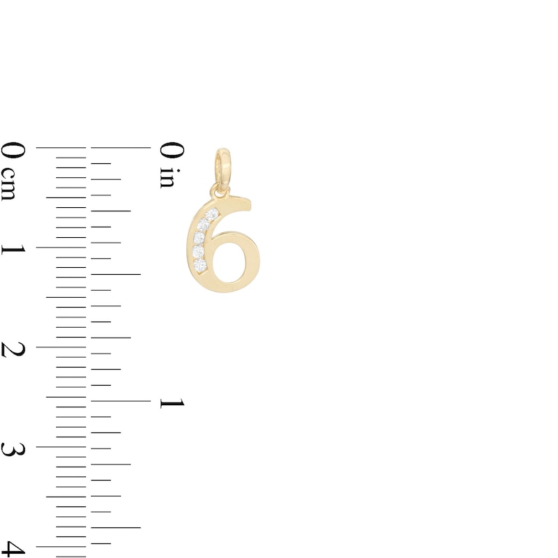 Main Image 2 of Cubic Zirconia Number &quot;6&quot; Necklace Charm in 10K Gold