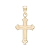 Thumbnail Image 1 of Grooved Budded Cross Necklace Charm in 10K Stamp Hollow Gold