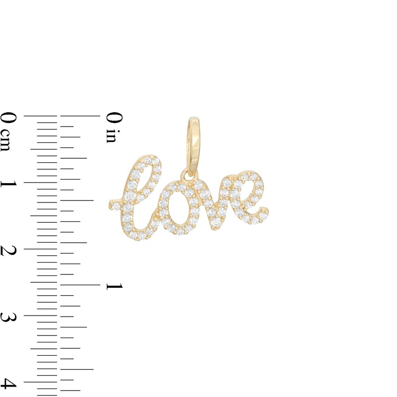 Main Image 2 of Cubic Zirconia Cursive &quot;love&quot; Necklace Charm in 10K Solid Gold