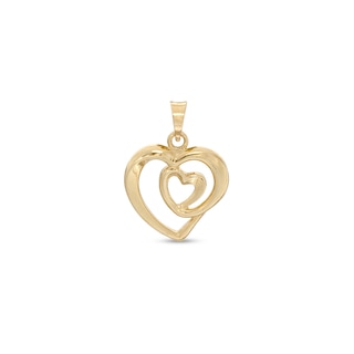 Small Puff Heart Charm in 10K Gold