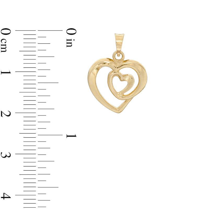 Main Image 2 of Looping Double Heart Necklace Charm in 10K Gold Casting Solid