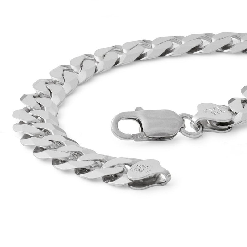 Made in Italy Lock and Key Curb Chain Bracelet in Solid Sterling Silver - 7.5