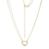 Thumbnail Image 0 of Heart Outline Diamond-Cut Double Strand Choker Necklace in 10K Gold - 16"