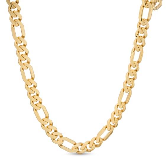 200 Gauge Semi-Solid Figaro Chain Necklace in 10K Gold - 20"