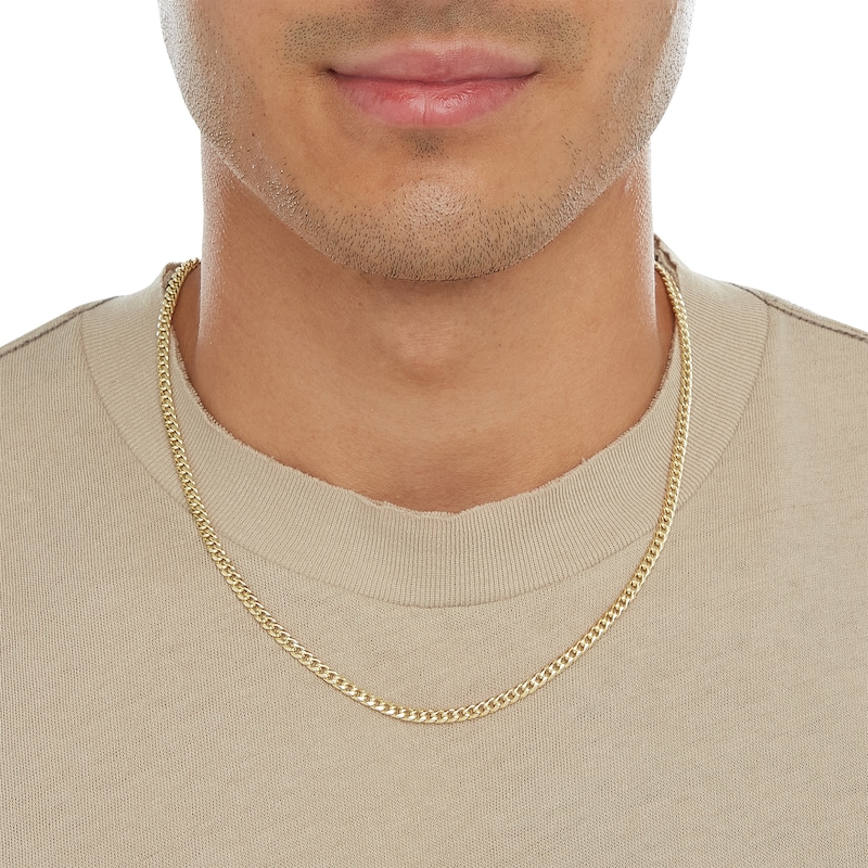 Men's 3.0mm Diamond-Cut Solid Snake Chain Necklace in 10K Gold