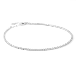 Solid Sterling Silver CZ Tennis Anklet