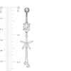 Thumbnail Image 1 of Solid Stainless Steel CZ Marquise and Round Flower Dangle Belly Button Ring - 14G