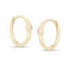 Thumbnail Image 0 of Bezel-Set Cubic Zirconia Solitaire 8mm Huggie Hoop Earrings in 10K Gold