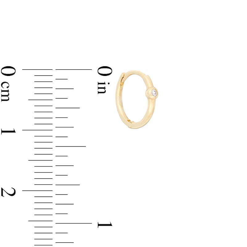 Bezel-Set Cubic Zirconia Solitaire 8mm Huggie Hoop Earrings in 10K Gold