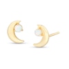 Thumbnail Image 1 of Simulated Opal Crescent Moon Stud Earrings in 10K Gold