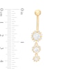 Thumbnail Image 2 of 014 Gauge Cubic Zirconia Flower Graduated Trio Dangle Belly Button Ring in 10K Gold