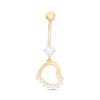 Thumbnail Image 1 of 014 Gauge Cubic Zirconia Tilted Half Shadow Heart Belly Button Ring in 10K Gold