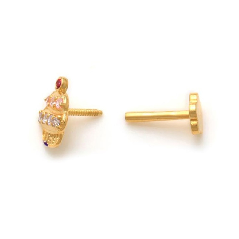 Main Image 2 of 019 Gauge Multi-Color Cubic Zirconia Cupcake Cartilage Barbell in 14K Gold