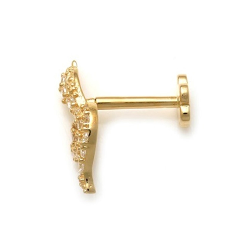 Main Image 2 of 019 Gauge Cubic Zirconia Snake Cartilage Barbell in 14K Gold