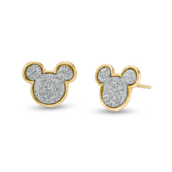Child's Glitter Enamel ©Disney Mickey Mouse Stud Earrings in 10K Gold