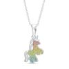 Thumbnail Image 1 of Child's Rainbow Glitter Enamel Unicorn Pendant in Sterling Silver - 15&quot;