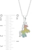 Thumbnail Image 2 of Child's Rainbow Glitter Enamel Unicorn Pendant in Sterling Silver - 15&quot;