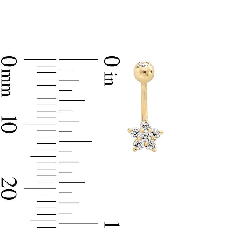 Main Image 2 of 10K Solid Gold CZ Flower Curved Barbell - 19G 3/8&quot;