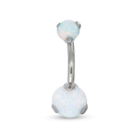 Titanium Simulated Opal Belly Button Ring